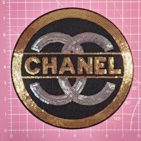 Chanel CC Inspired Gold Silver Sequin Large Iron-on Patch